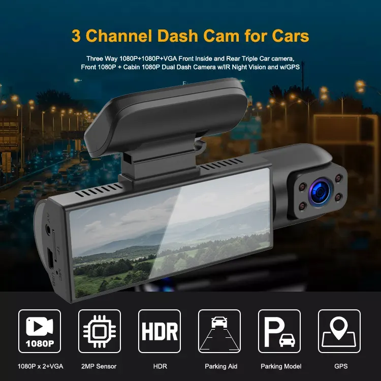 Bilişim Burada M8 Kameralı Hd 1080P 3-16 inç çift Lens Kamera Geniş Açı Kamera Kaydedici Wıfı Bağlantısı Otomatik Araç içi Güvenlik Kamerası